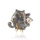 Blackened Silver Cat Brooch, image 
