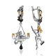 Playful Design Asymmetric Earrings With Crystals, image 