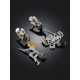 Playful Design Asymmetric Earrings With Crystals, image , picture 2