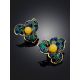 Bold Enamel Earrings With Honey Amber The Verona, image , picture 2