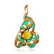 Refined Gold-Plated Pendant With Honey Amber And Enamel The Verona, image , picture 3