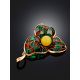 Refined Gold-Plated Pendant With Honey Amber And Enamel The Verona, image , picture 2