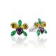 Floral Motif Stud Earrings With Enamel, image 