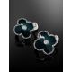 Blue Enamel Clover Shaped Earrings With Diamond The Heritage, image , picture 2