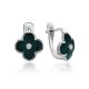 Blue Enamel Clover Shaped Earrings With Diamond The Heritage, image 