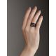 Luminous Blackened Silver Stackable Ring With Garnet  And EnamelThe Gothic, Ring Size: 6.5 / 17, image , picture 7