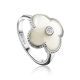 Silver Floral Ring With White Enamel And Diamond The Heritage, Ring Size: 5.5 / 16, image 