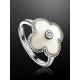 Silver Floral Ring With White Enamel And Diamond The Heritage, Ring Size: 5.5 / 16, image , picture 2