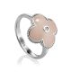 Silver Pink Enamel Ring With Diamond Centerpiece The Heritage, Ring Size: 8 / 18, image 