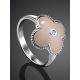 Silver Pink Enamel Ring With Diamond Centerpiece The Heritage, Ring Size: 8 / 18, image , picture 2