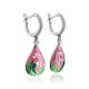 Pink Enamel Drop Earrings With Crystals The Romanov, image , picture 3