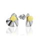 Laconic Design Silver Amber Stud Earrings The Palazzo, image 