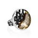 Adjustable Amber Ring In Sterling Silver The Lava, Ring Size: Adjustable, image 