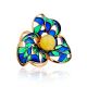 Wonderful Gold-Plated Ring With Honey Amber And Enamel The Verona, Ring Size: 9.5 / 19.5, image 