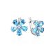 Floral Design Topaz Earrings With Crystals, image 