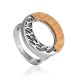 Bold Geometric Silver Wooden Ring, Ring Size: 8 / 18, image 