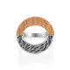 Bold Geometric Silver Wooden Ring, Ring Size: 8 / 18, image , picture 4
