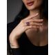 Golden Cocktail Ring With Bright Amethyst, Ring Size: 7 / 17.5, image , picture 6