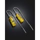 Classy Threader Earrings With Natural Amber, image , picture 2