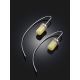 Designer Threader Earrings With Milky Colored Amber, image , picture 2