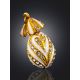 Swirl Motif Gilded Egg Pendant With White Enamel And Crystals The Romanov, image , picture 2