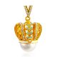 Shimmering Crown Pendant With Pearl And Crystals The Romanov, image 