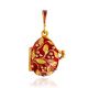 Chic Red Enamel Locket Pendant With Tiny Gilded Frog The Romanov, image 
