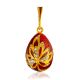 Leaf Motif Gilded Egg Pendant With Red Enamel And Crystals The Romanov, image 