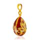 Leaf Motif Gilded Egg Pendant With Red Enamel And Crystals The Romanov, image , picture 3
