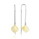 Stylish Threader Earrings With Milky Amber, image 