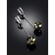 Stylish Chain Earrings With Natural Green Amber, image , picture 2