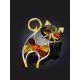 Chic Multicolor Amber Cat Brooch, image , picture 2
