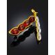 Glossy Amber Pea Pod Brooch, image , picture 2