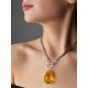 Gorgeous Necklace With Amber Drop Shaped Pendant, image , picture 5