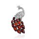 Amber Peacock Brooch, image 