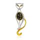 Cute Amber Cat Brooch, image 