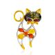Chic Multicolor Amber Cat Brooch, image 