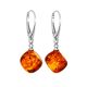Stylish Silver Earrings With Amber Cubes, image 