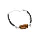 Designer Unisex Bracelet With Natural Amber Centerstone, image 