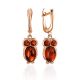Stylish Amber Owl Motif Earrings, image 