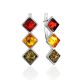 Geometric Design Earrings With Mix Color Amber, image 
