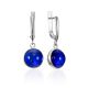 Extraordinary Dangle Earrings With Bright Blue Amber, image 