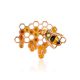 Designer Honeycomb Motif Amber Brooch, image 
