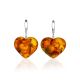 Textured Amber Heart Earrings, image 