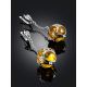 Classy Chain Earrings With Amber Balls, image , picture 2