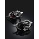 Blackened Snake Motif Earrings With Cherry Amber, image , picture 2