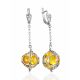 Classy Chain Earrings With Amber Balls, image 