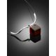 String Necklace With Dark Cherry Amber Pendant, image , picture 2