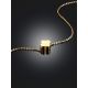 Classy Gilded Chain Necklace With Amber Clover Shaped Pendant, image , picture 2
