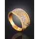 Chic Floral Motif Ring With Crystals, Ring Size: 7 / 17.5, image , picture 2